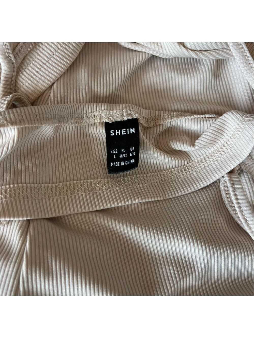 Shein Cream Ribbed Cut Out Maxi Dress Large - Picture 5 of 5